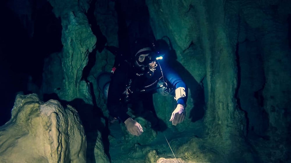 cave diver in mexico