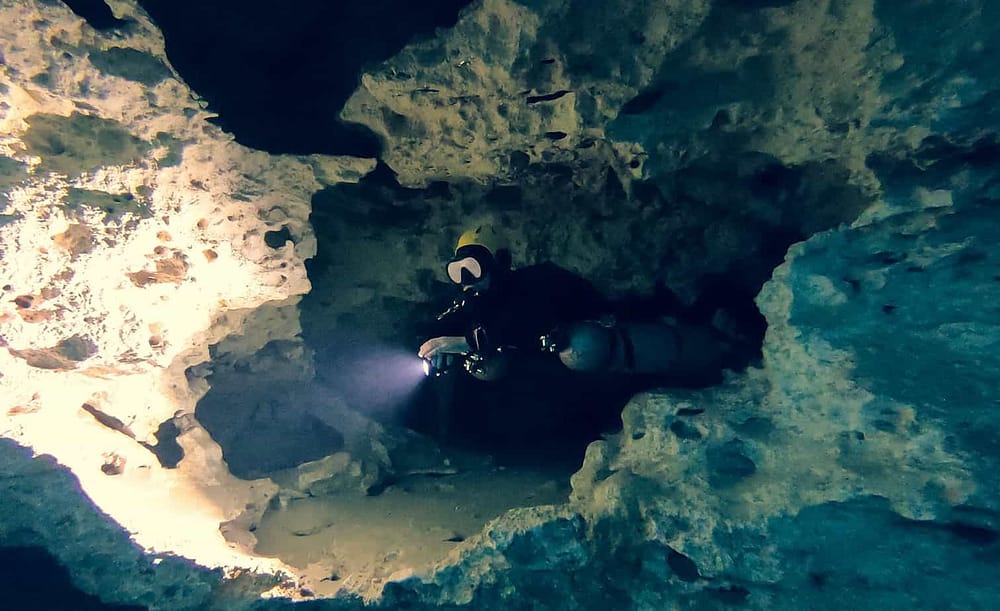 TDI Diver in cavern