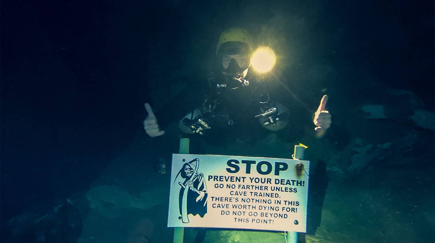 cave divers only warning cave divers only